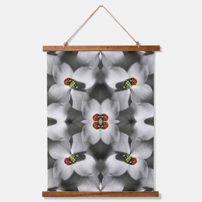 Ladybug On Dogwood Flower Nature Abstract    Hanging Tapestry (Front)