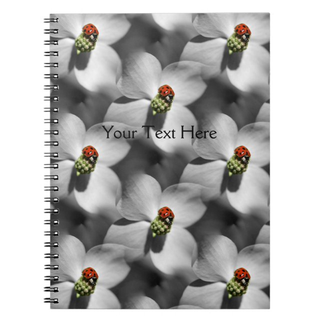 Ladybug On Dogwood Flower Nature Art Pattern Notebook (Front)