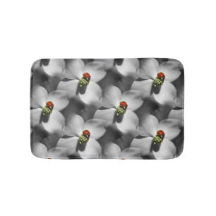 Ladybug On Dogwood Flower Nature Pattern Bath Mat