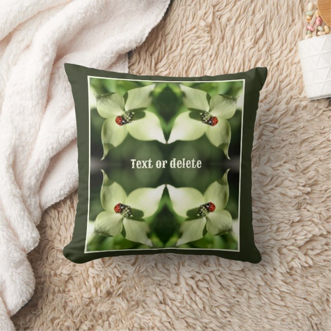 Ladybug On Dogwood Flower Nature Personalised Cushion (Blanket)