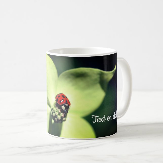 Ladybug On Dogwood Flower Personalised Coffee Mug (Front Right)