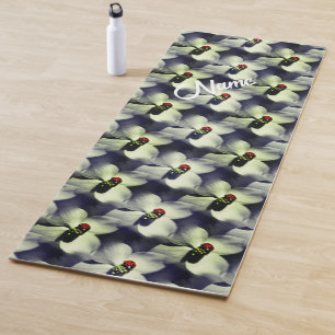 Ladybug On Dogwood Flower Personalised Yoga Mat