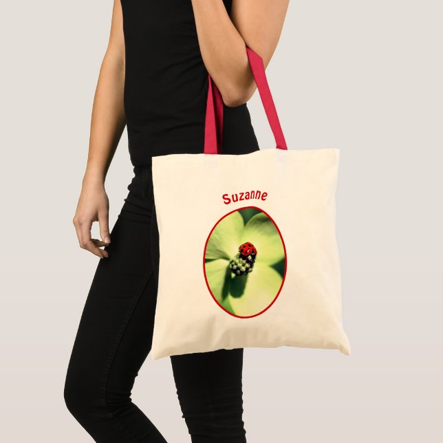 Ladybug On Dogwood Nature Personalised Tote Bag (Front (Product))