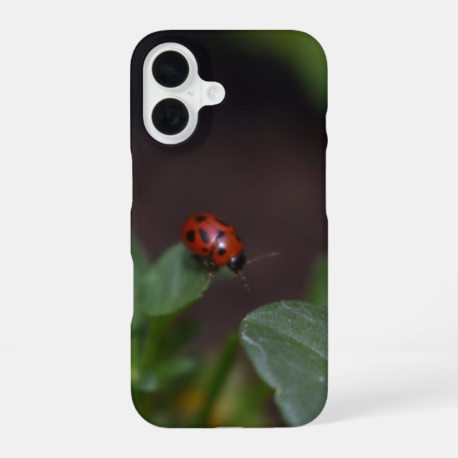 Ladybug on Flowers iPhone 16 Case (Back)