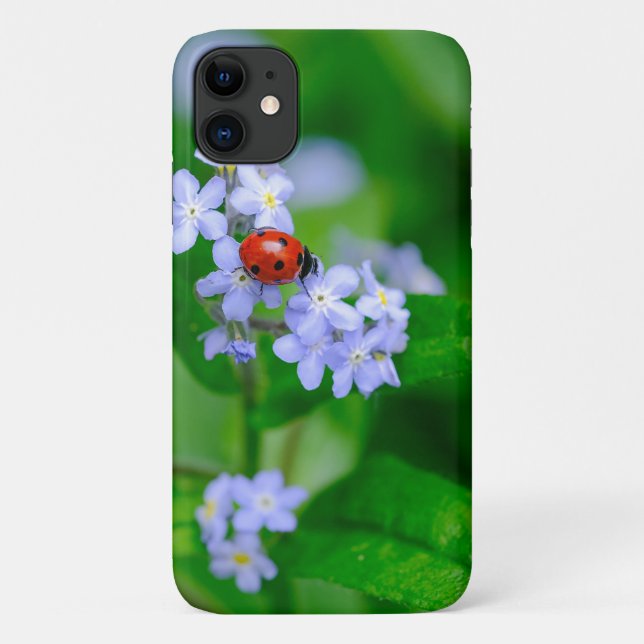 Ladybug on For-get-me-not iPhone 11 Case (Back)