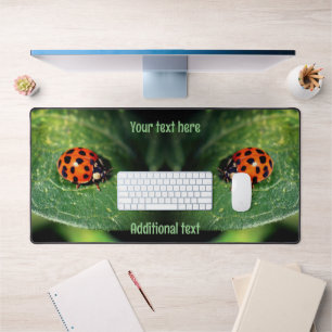 Ladybug On Leaf Close Up Personalised   Desk Mat
