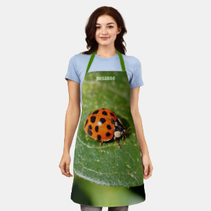 Ladybug On Leaf Personalised Apron