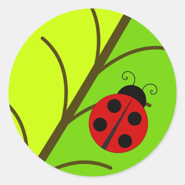Ladybug On Leaf Stickers (Front)