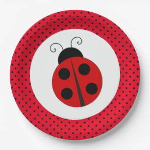 Ladybug on Polka Dots Design Paper Plates