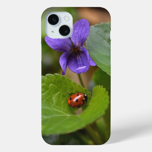 Ladybug on Sweet Violet Flowers Case-Mate iPhone Case (Back)