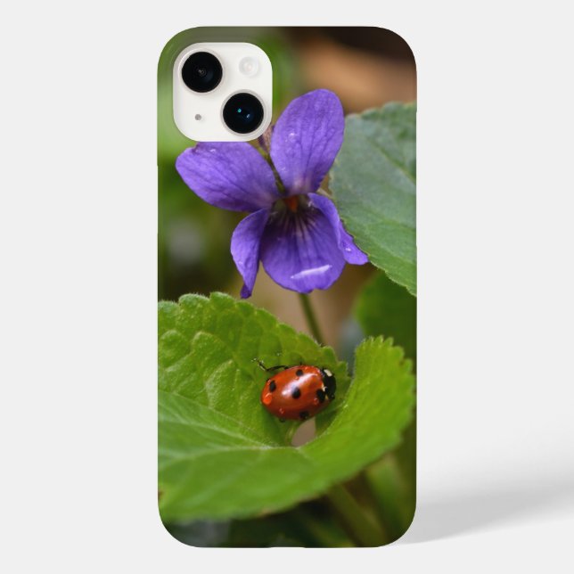 Ladybug on Sweet Violet Flowers Case-Mate iPhone Case (Back)