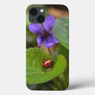 Ladybug on Sweet Violet Flowers iPhone 13 Case