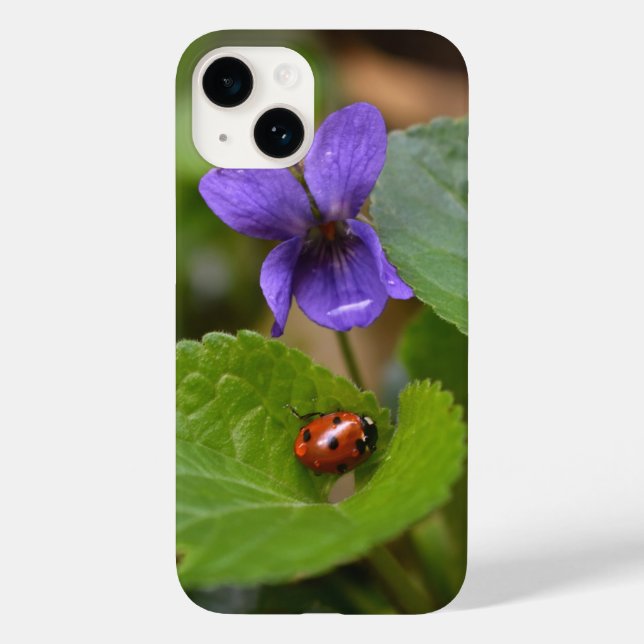 Ladybug on Sweet Violet Flowers Case-Mate iPhone Case (Back)