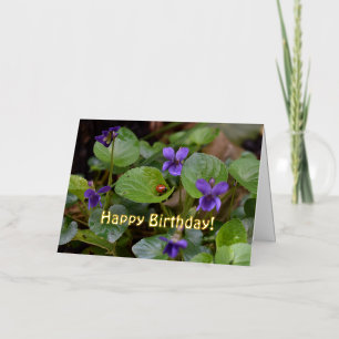 Ladybug on Sweet Violet Flowers Foil Greeting Card