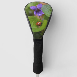 Ladybug on Sweet Violet Flowers Golf Head Cover