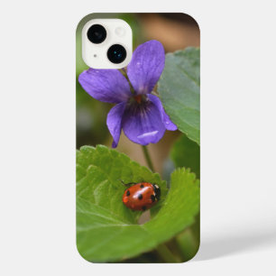 Ladybug on Sweet Violet Flowers iPhone 14 Plus Case
