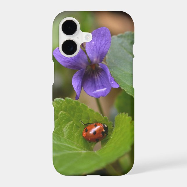 Ladybug on Sweet Violet Flowers iPhone Case (Back)