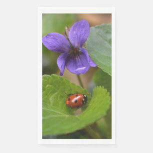 Ladybug on Sweet Violet Flowers Napkin
