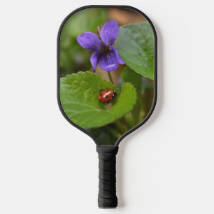 Ladybug on Sweet Violet Flowers Pickleball Paddle
