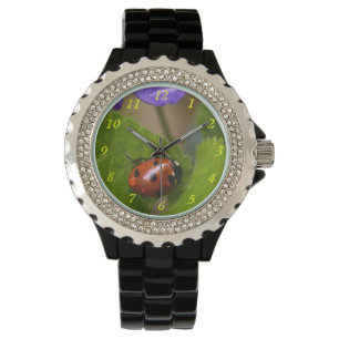 Ladybug on Sweet Violet Flowers Watch