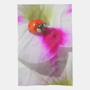 Ladybug on the petunia - Kitchen Towel