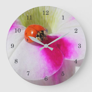 Ladybug on the petunia large clock