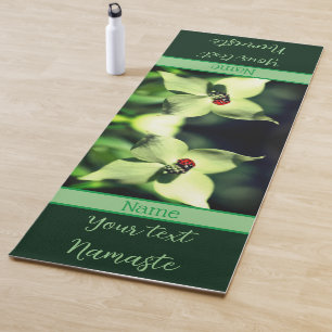 Ladybug On White Dogwood Flower Personalised  Yoga Mat