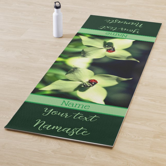 Ladybug On White Dogwood Flower Personalised  Yoga Mat (In Situ)