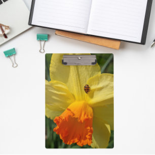 Ladybug on Yellow Daffodil Floral Clipboard