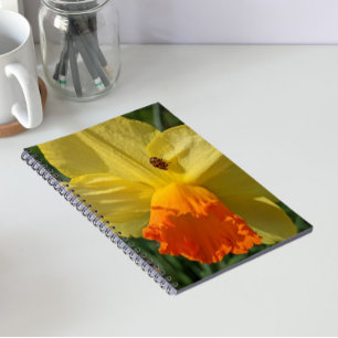 Ladybug on Yellow Daffodil Floral Notebook