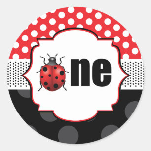 Ladybug One Birthday Classic Round Sticker