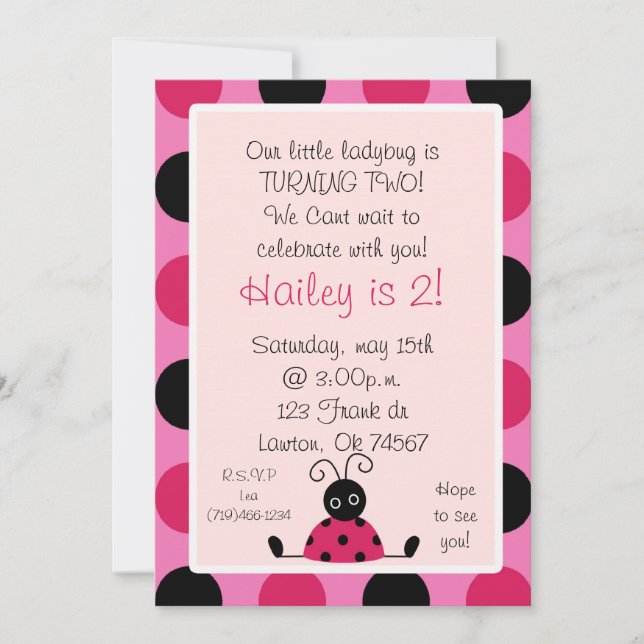 ladybug, Our little ladybug is TURNING TWO!We C... Invitation (Front)