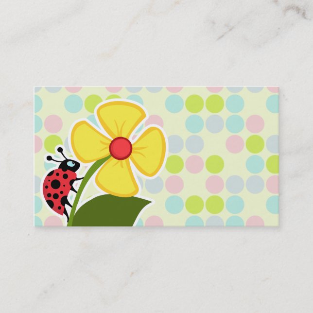 Ladybug Pastel Colours, Polka Dot Business Card (Front)