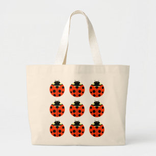 ladybug pattern large tote bag