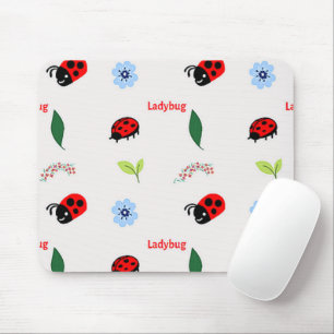 Ladybug pattern on grey mouse mat