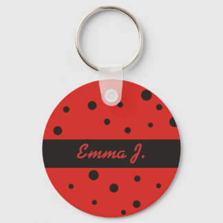 Ladybug Pattern Personalised Name Keychains