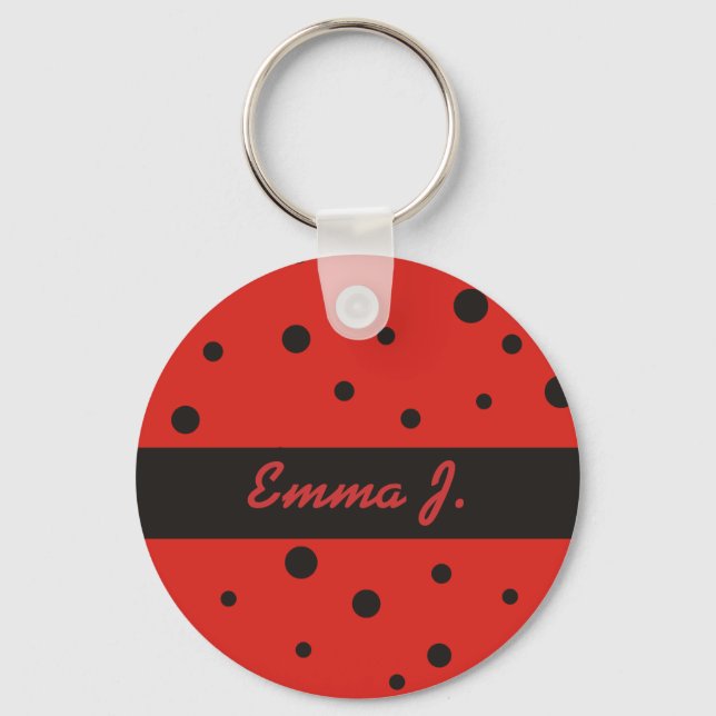 Ladybug Pattern Personalised Name Keychains (Front)
