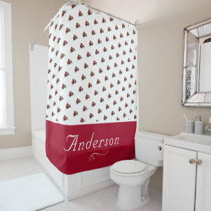 Ladybug Pattern Personalised Shower Curtain
