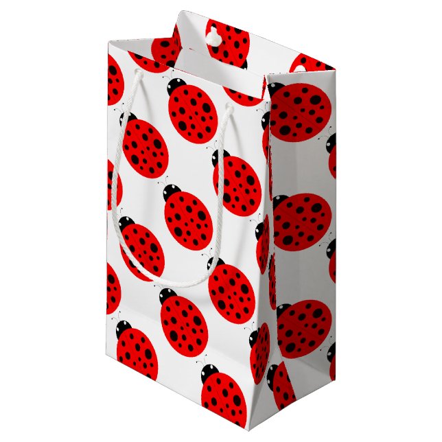 Ladybug Pattern Small Gift Bag (Front Angled)