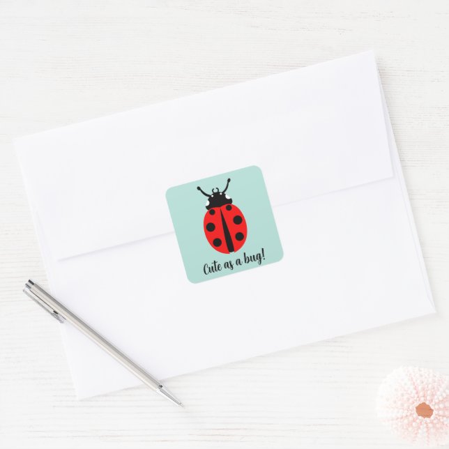 Ladybug Pattern  Square Sticker (Envelope)