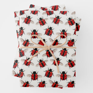 Ladybug Pattern Wrapping Paper Sheet