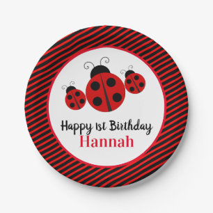 Ladybug Personalised 1st Birthday Paper Plate