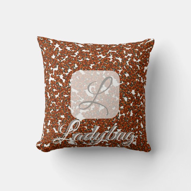 Ladybug personalised monogram pillow (Front)