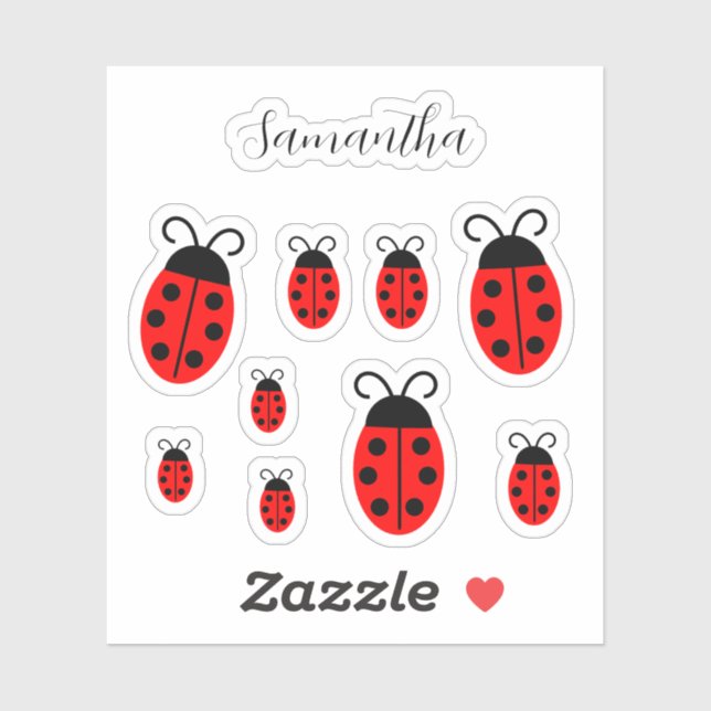 Ladybug Personalised Name Custom-Cut Vinyl Sticker (Sheet)
