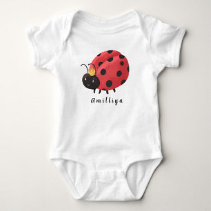 Ladybug Personalised Name Cute Morden Baby Bodysuit