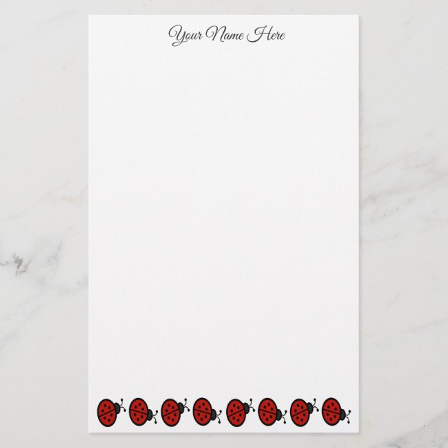 Ladybug Personalised Stationery (Front)