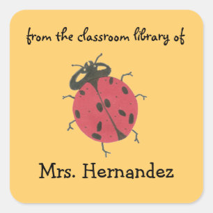 Ladybug personalized teacher gift bookplate square sticker