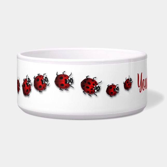 Ladybug Pet Dish Personalise Ladybird Pet Bowl (Left)
