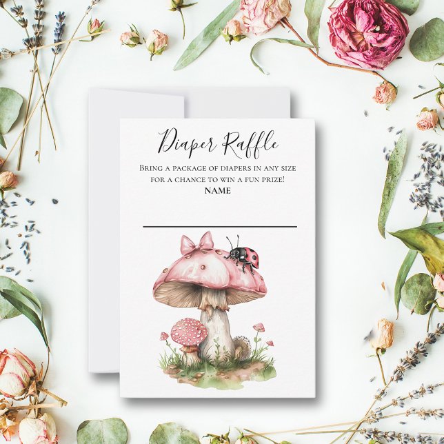Ladybug Pink Baby Shower Diaper Raffle Invitation (Creator Uploaded)