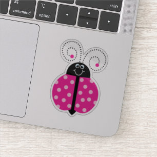 Ladybug Pink Polka Dot Smiling Whimsical 